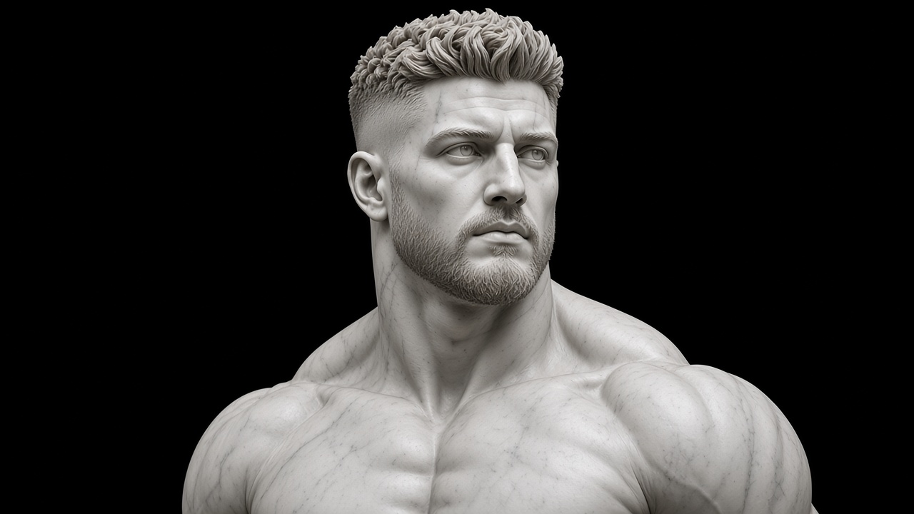 Chad Pit — white marble bust